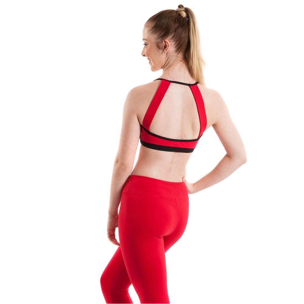 🆕 Energetiks Paris Crop Top Sports Dance Bra In Cherry Red & Black Women’s XSA